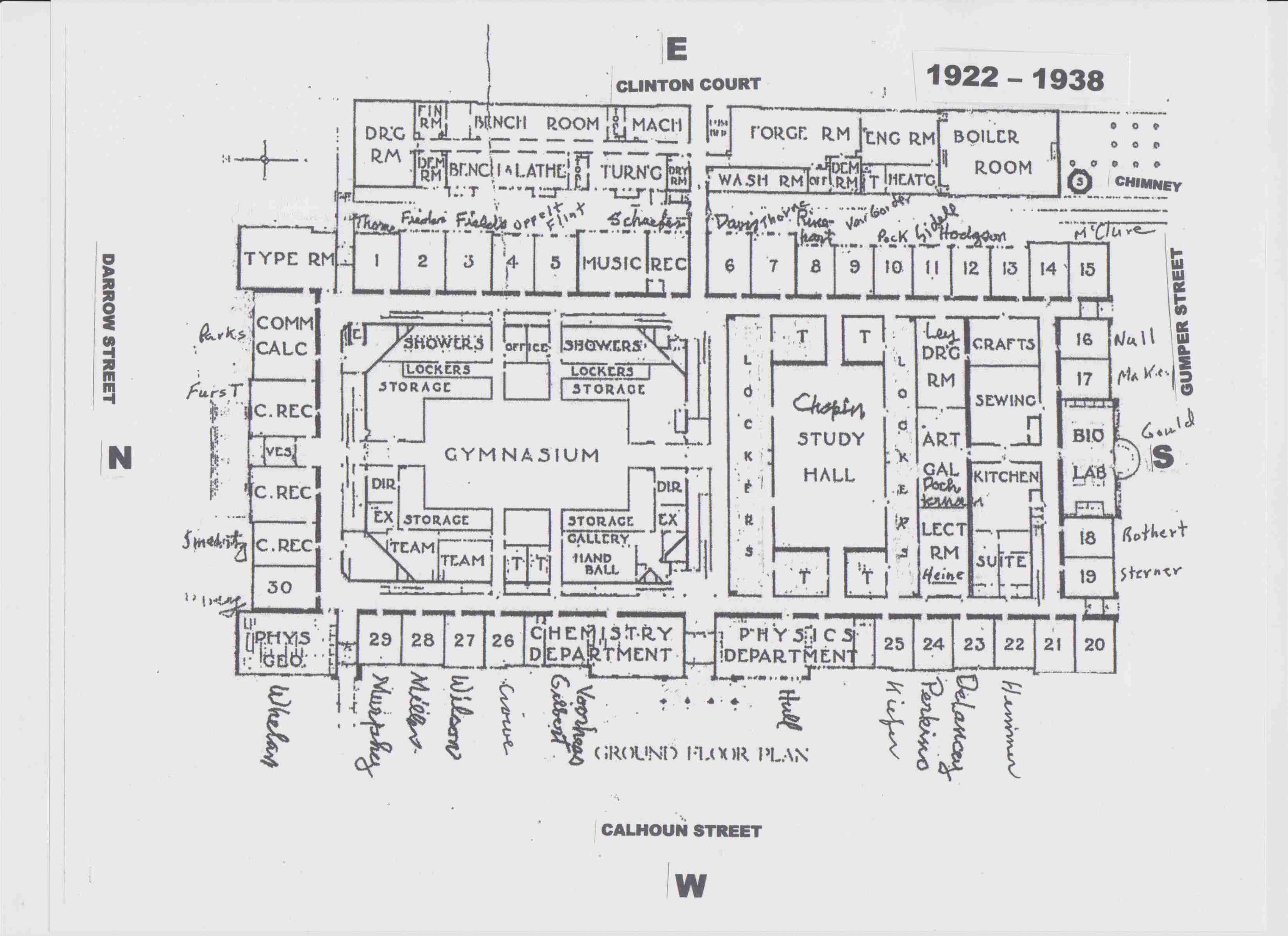 blueprint of inside of a school